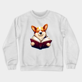 Corgi reading book Crewneck Sweatshirt